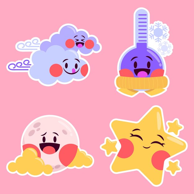 Colección infantil de pegatinas meteorológicas