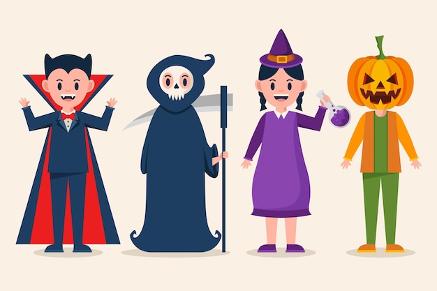 Vector gratuito colección infantil plana de halloween