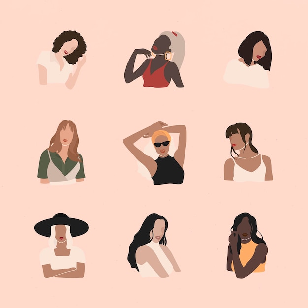 Vector gratuito colección de influencers de redes sociales femeninas