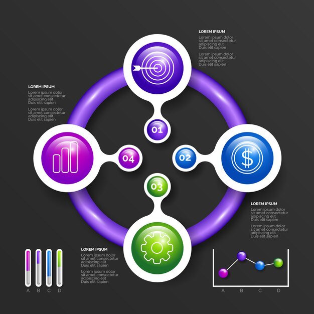 Colección de infografía brillante 3D