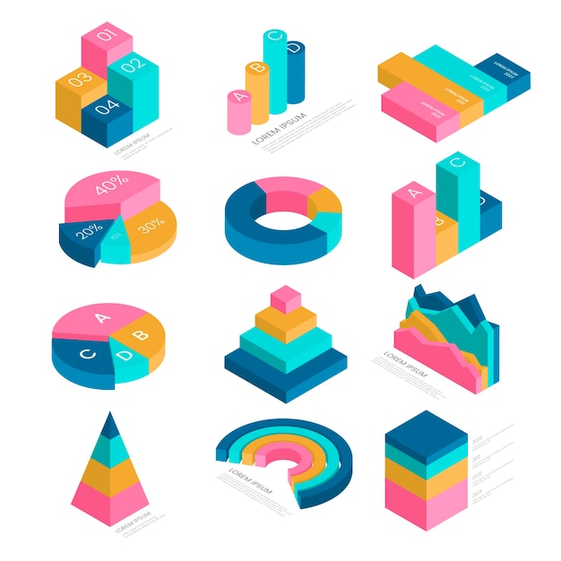 Colección de infografía isométrica.