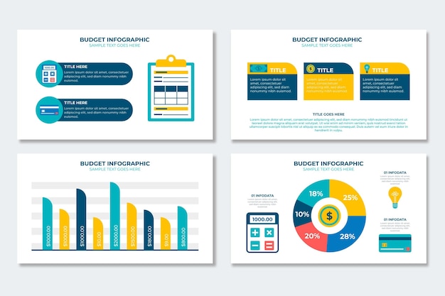 Vector gratuito colección de infografía presupuestaria