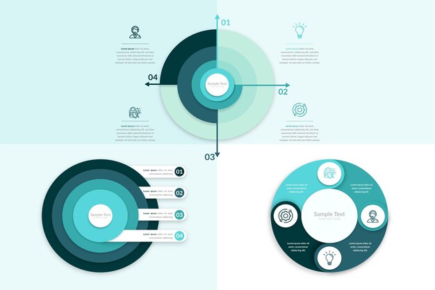 Colección de infografía radial gradiente