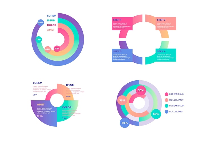 Vector gratuito colección de infografía radial gradiente