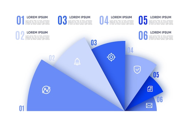 Colección de infografía radial gradiente