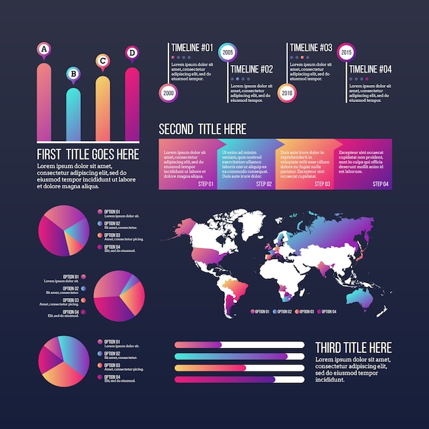 Colección de infografías gradiente