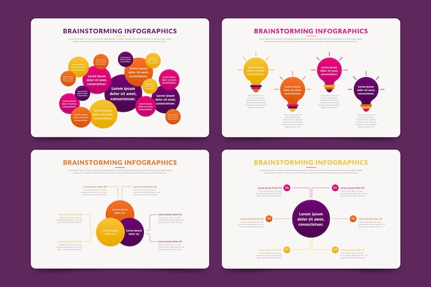 Colección de infografías de lluvia de ideas de diseño plano