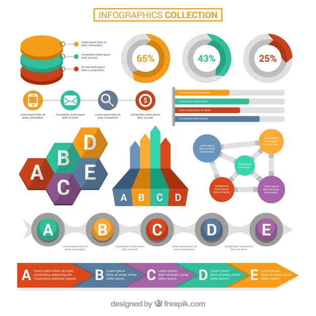 Colección infográfica de colores