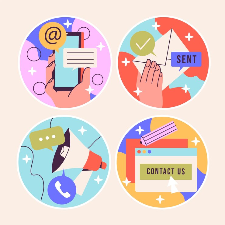 Vector gratuito colección ingenua de stickers de contactos y comunicación con fred el zorro