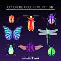 Vector gratuito colección insectos realista