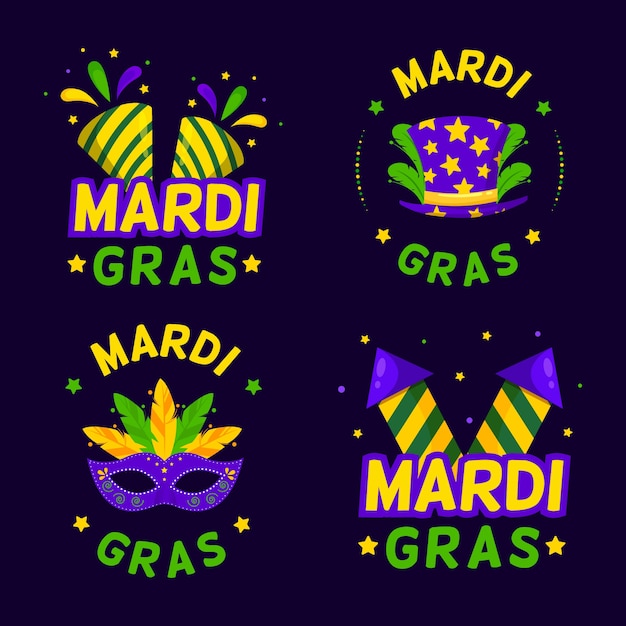 Vector gratuito colección de insignia de mardi gras