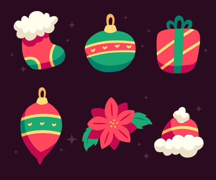 Vector gratuito colección de insignia navideña en diseño plano