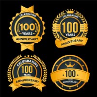 Vector gratis colección de insignias del 100 aniversario