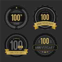 Vector gratuito colección de insignias del 100 aniversario