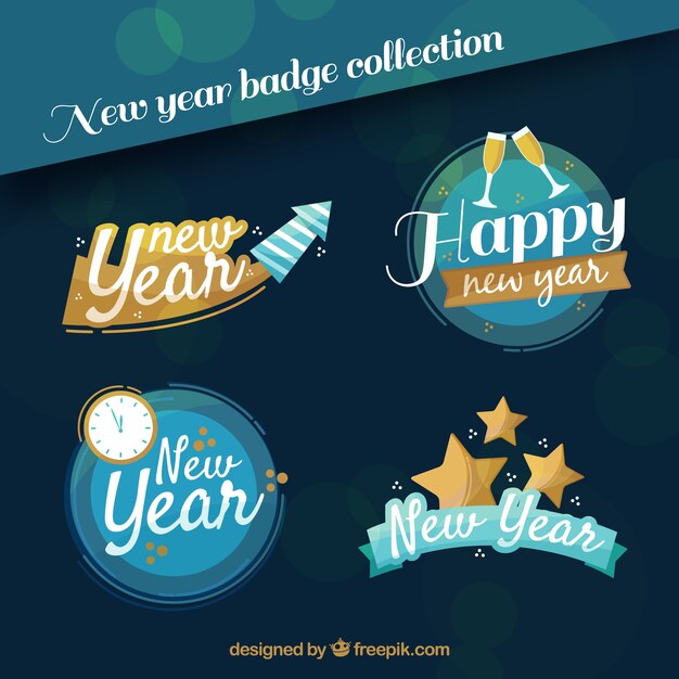 Colección de insignias de año nuevo 2018 con lettering azul