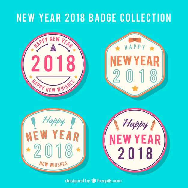 Colección de insignias para el año nuevo 2018
