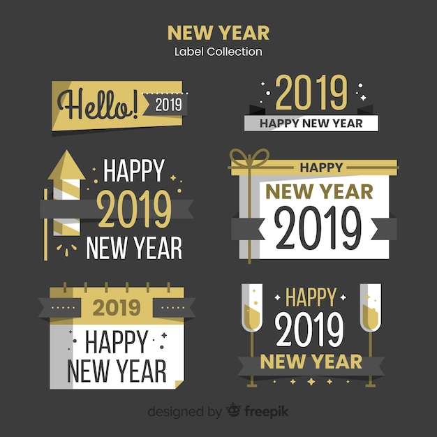 Vector gratuito colección de insignias de año nuevo 2019