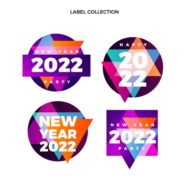 Colección de insignias de año nuevo gradiente