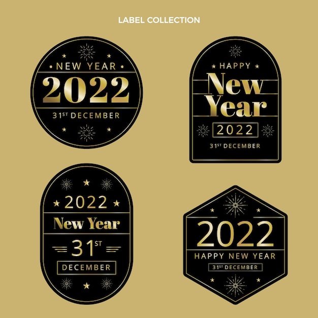 Vector gratuito colección de insignias de año nuevo gradiente