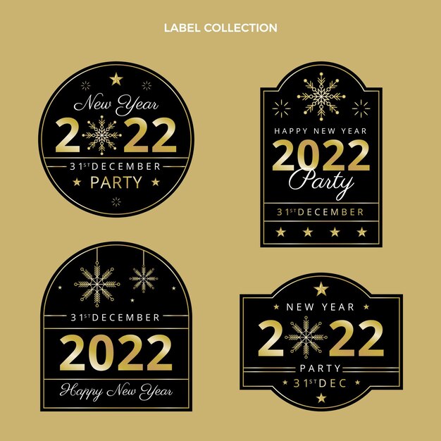 Colección de insignias de año nuevo gradiente