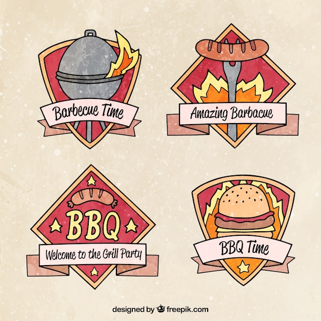 Vector gratuito colección de insignias de barbacoa vintage