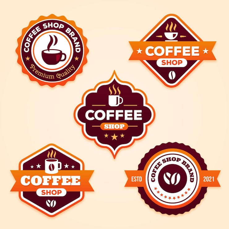 Vector gratuito colección de insignias de cafetería plana