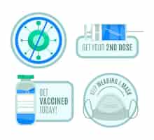 Vector gratuito colección de insignias de campaña de vacunación orgánica plana