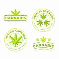 Vector gratuito colección de insignias de cannabis medicinal.