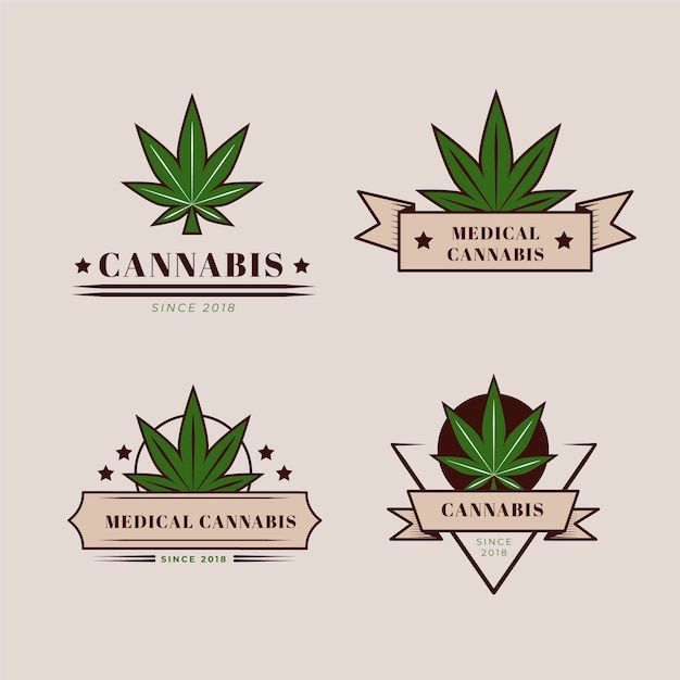 Vector gratuito colección de insignias de cannabis medicinal.