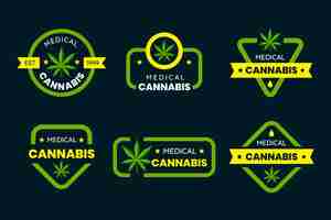 Vector gratuito colección de insignias de cannabis medicinal.