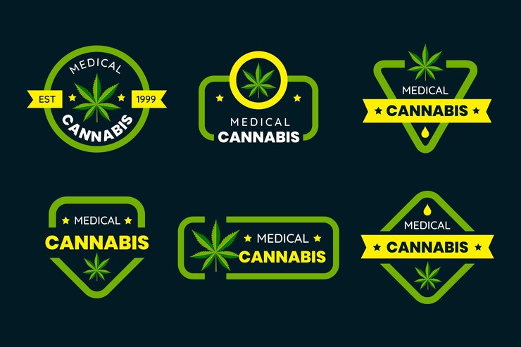 Vector gratuito colección de insignias de cannabis medicinal.