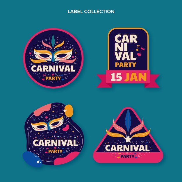 Colección de insignias de carnaval planas