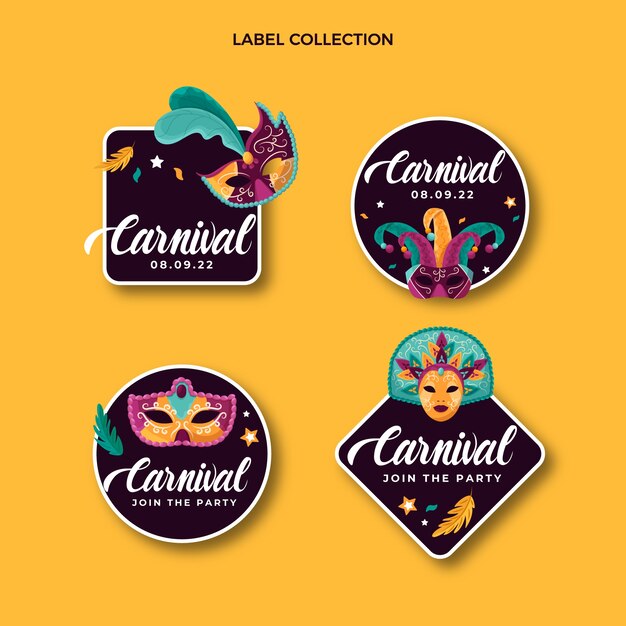 Vector gratuito colección de insignias de carnaval planas