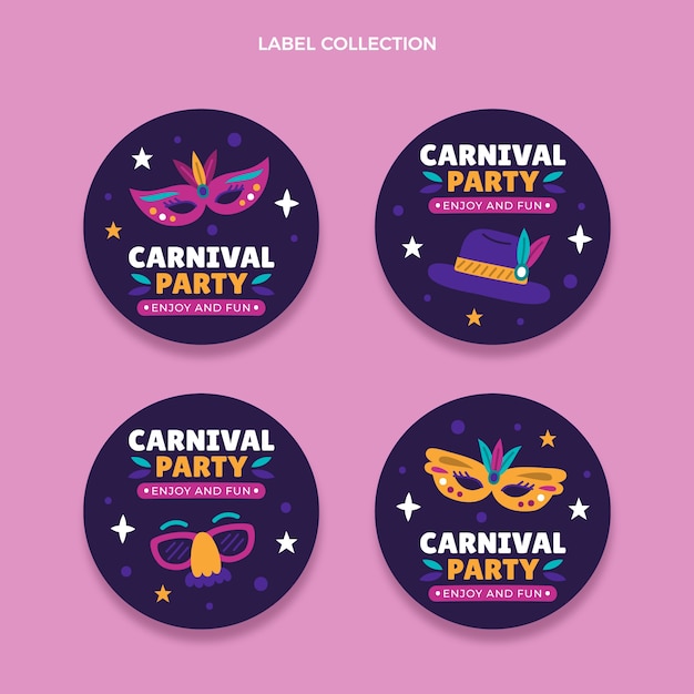 Colección de insignias de carnaval planas