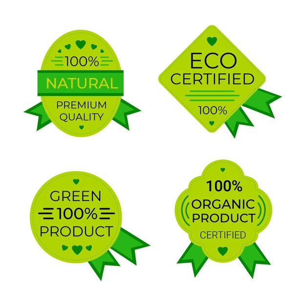 Colección de insignias cien por ciento naturales