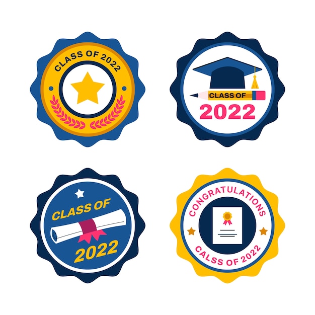 Vector gratuito colección de insignias de clase plana de 2022