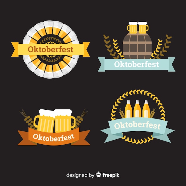 Colección de insignias clásicas del oktoberfest con diseño plano