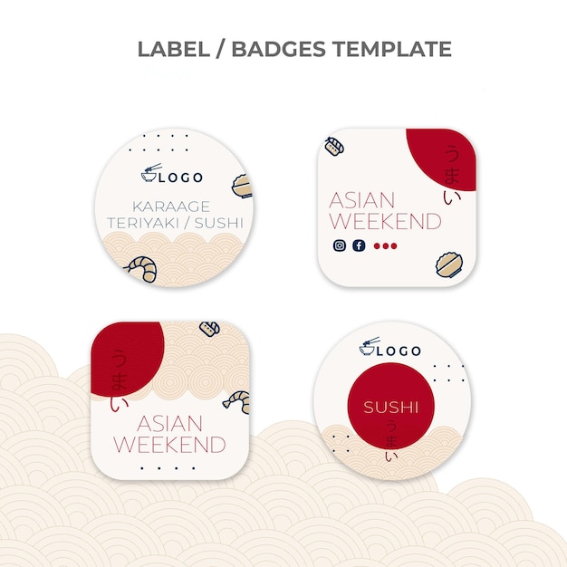 Colección de insignias de comida de diseño plano
