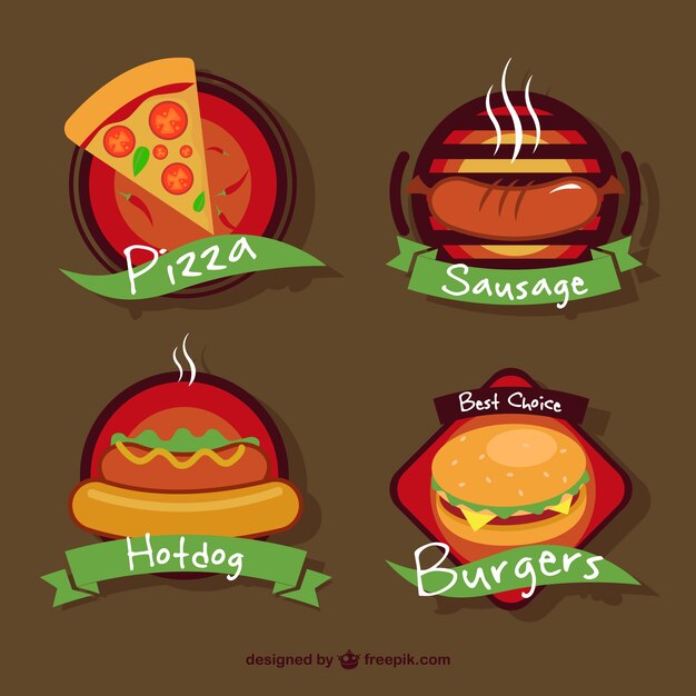 Colección de insignias de comida rápida