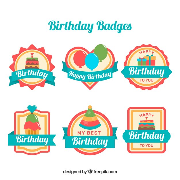 Colección de insignias de cumpleaños para niños