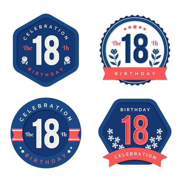 Colección de insignias de cumpleaños número 18