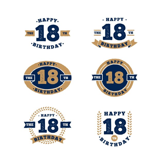 Colección de insignias de cumpleaños número 18
