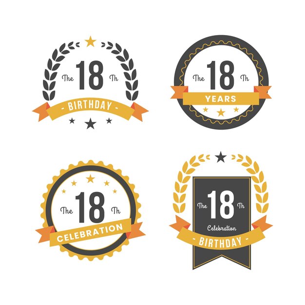 Colección de insignias de cumpleaños número 18