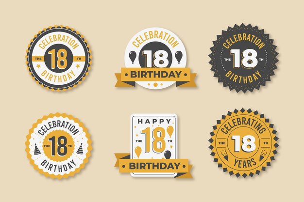 Colección de insignias de cumpleaños número 18