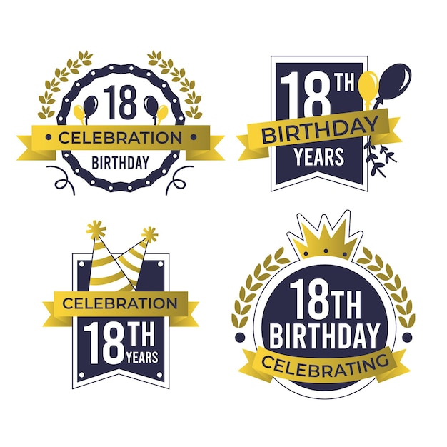 Colección de insignias de cumpleaños número 18