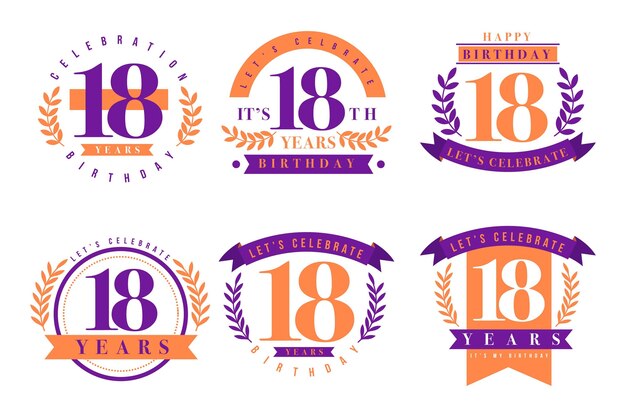 Colección de insignias de cumpleaños número 18