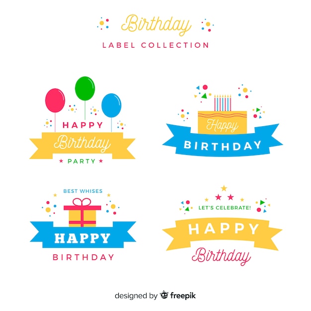 Vector gratuito colección de insignias de cumpleaños