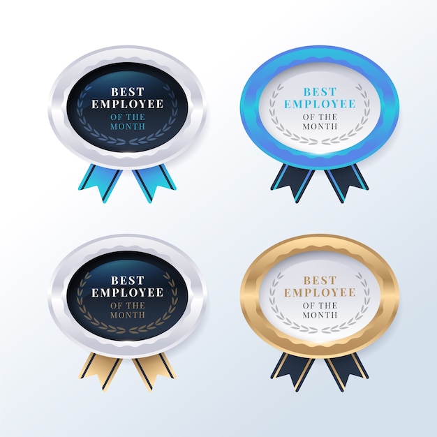 Colección de insignias de degradado empresarial de empleado del mes