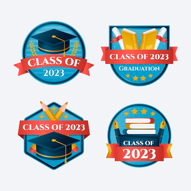 Colección de insignias de degradado para la graduación de la clase de 2023