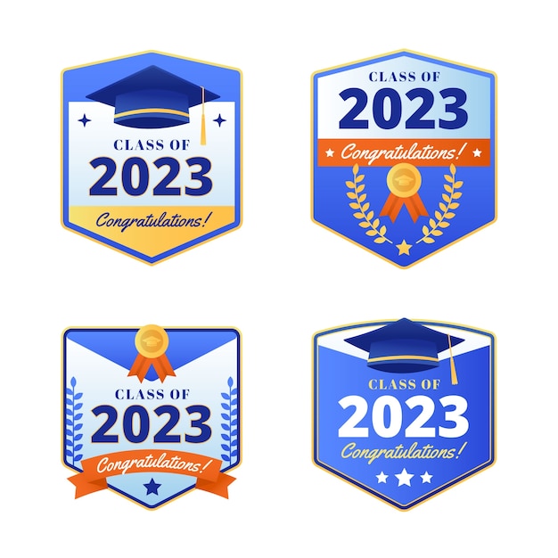 Colección de insignias de degradado para la graduación de la clase de 2023